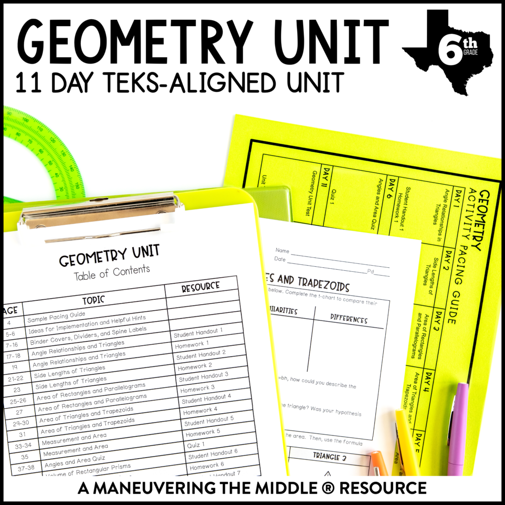 Geometry Unit 6th Grade CCSS Maneuvering The Middle