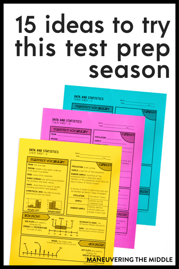 15 Ideas For Math Test Prep Season Maneuvering The Middle