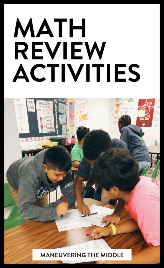 Math review games can breath life into your classroom and teaching. Most students enjoy getting out of their seats and going their work in another part of the class, whether that be with a group or individually. | maneuveringthemiddle.com