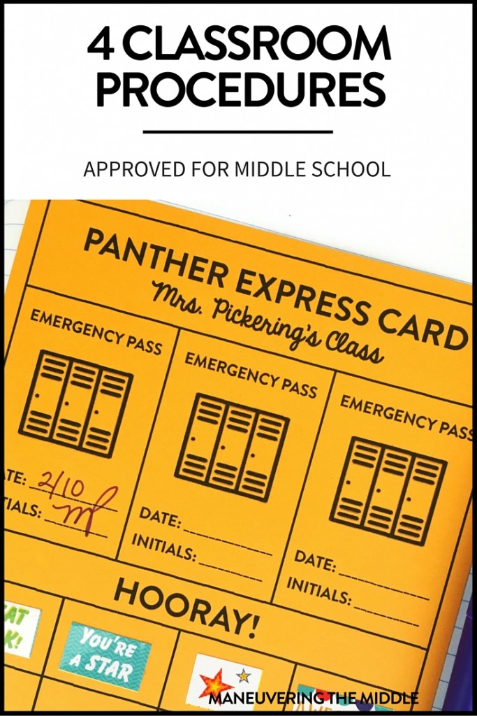 4 Classroom Procedures for Middle School - Easy tips and tricks you can begin implementing tomorrow, including a free printable. | maneuveringthemiddle.com