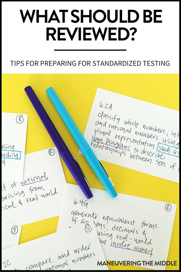 When planning a review for standardized testing, it is impossible to review it all. Three suggestions on where to place your time and energy. | maneuveringthemiddle.com
