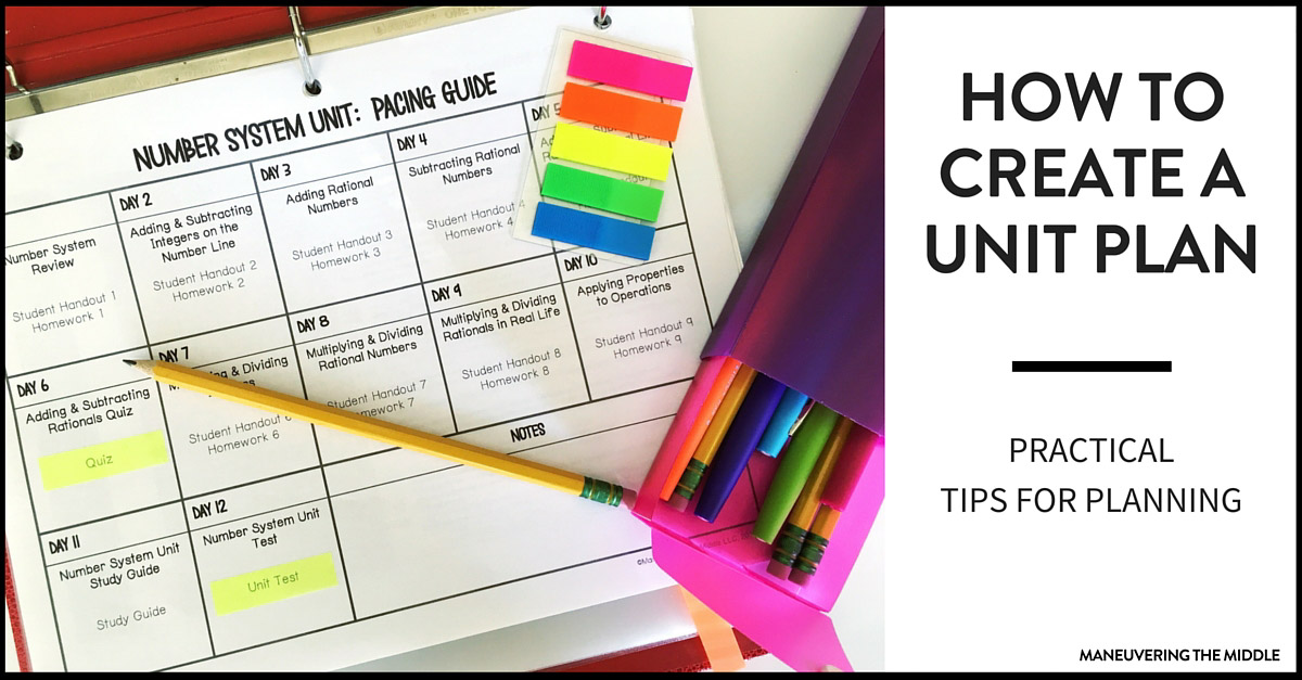 How To Create A Unit Plan Maneuvering The Middle