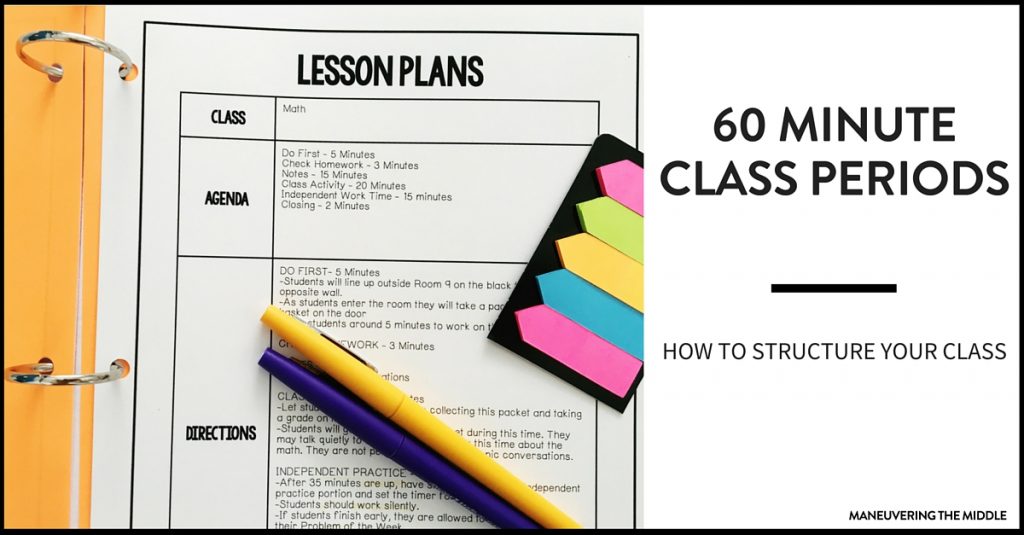 The biggest challenge with teaching middle school is the race against the clock! Ideas for how to structure a 60 minute class period.