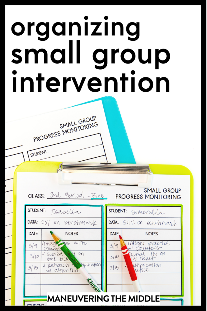 Differentiating for your students doesn't have to be complicated.  Tips for how to organize math intervention in way that is both simple and effective.  | maneuveringthemiddle.com