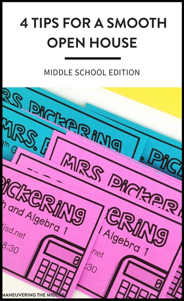 Getting ready for open house in middle school can be quite hectic. These 4 tips will help you have a smooth and productive open house. | maneuveringthemiddle.com