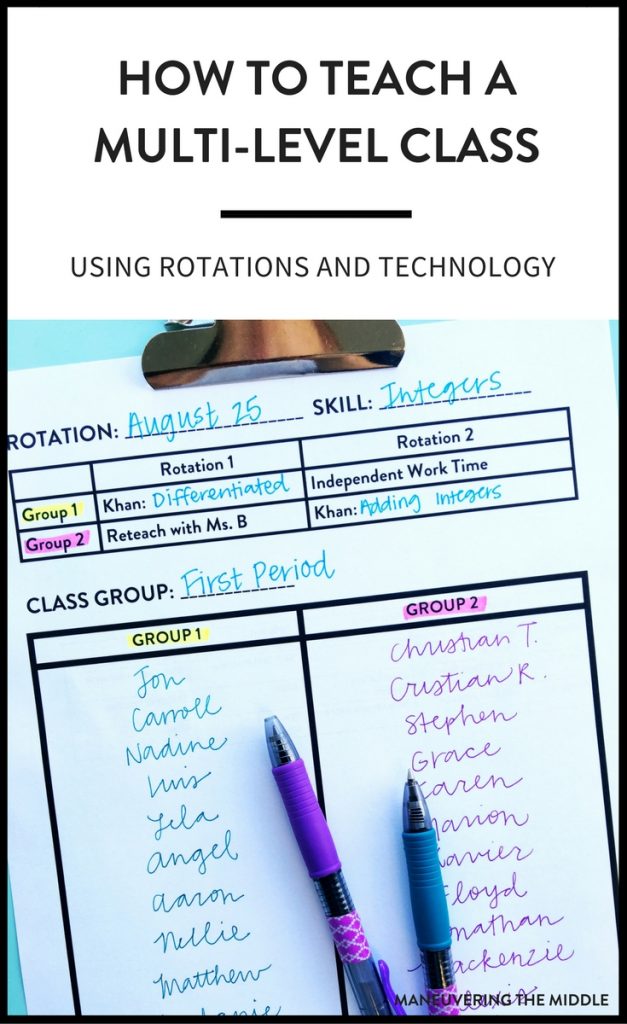 Students come to us on all different levels, which can be a challenge. 3 great ideas on how to teach a multi-level class. | maneuveringthemiddle.com