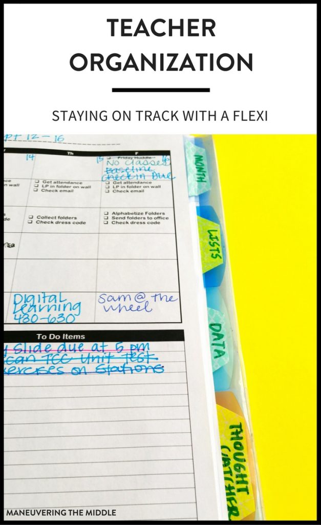 Every teacher needs some sort of organization system & my favorite is this planner alternative - the flexi. It meets all of my teacher needs! | maneuveringthemiddle.com