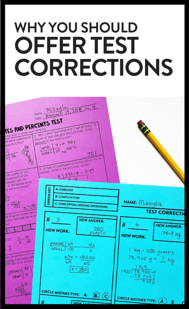 Using Test Corrections as a Tool for Mastery Maneuvering the Middle