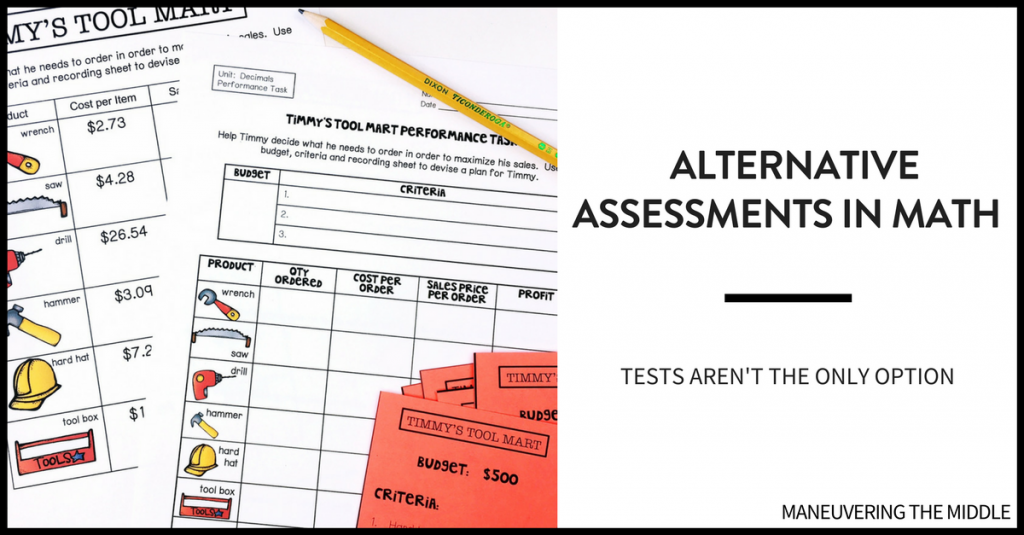 Students learn in a variety of ways and teachers should assess their learning in a variety of ways. Check out 4 alternative assessments in math to spice up the way you gauge student understanding. | maneuveringthemiddle.com