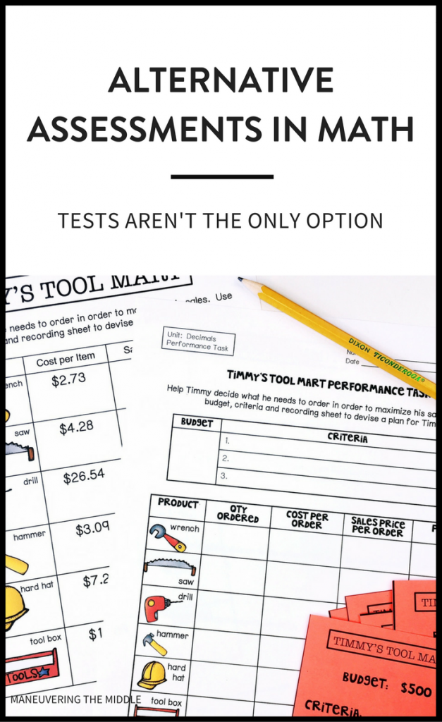 Students learn in a variety of ways and teachers should assess their learning in a variety of ways. Check out 4 alternative assessments in math to spice up the way you gauge student understanding. | maneuveringthemiddle.com