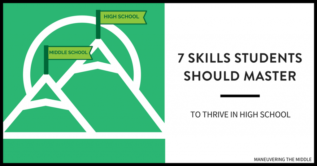 There are middle school math skills students must master to thrive in high school. This post discusses the 7 most important skills. | maneuveringthemiddle.com