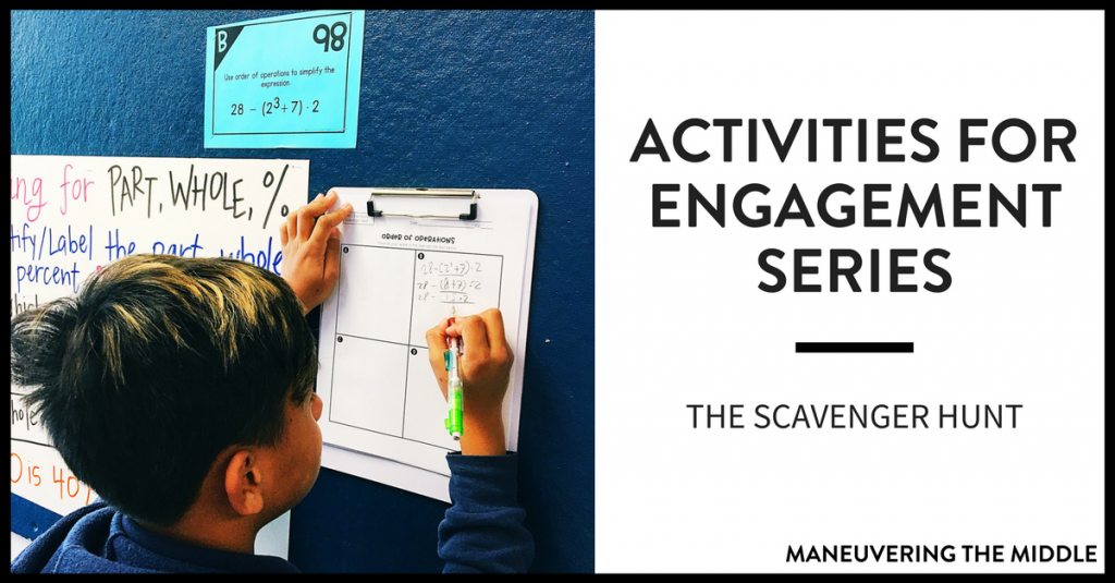 It should come to no one’s surprise that students like activities. The post will explain why the scavenger hunt activity is a favorite amongst students and teachers, and how you can use it in your math classroom. | maneuveringthemiddle.com