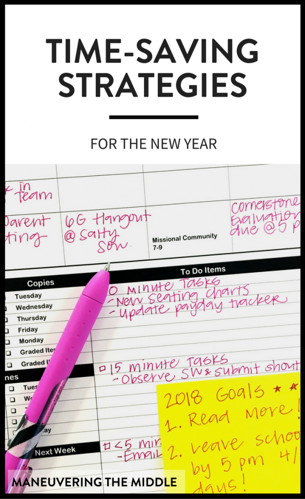 Since the new year has just begun, I thought I would share some of my go-to time-saving tips, so you can start your new year in your classroom as efficiently as possible. | maneuveringthemiddle.com