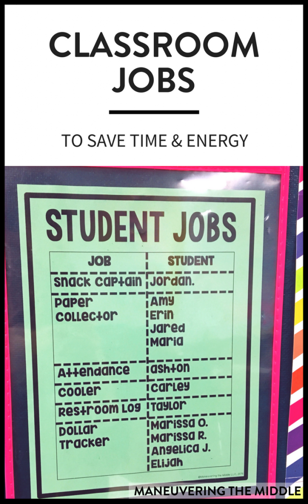 As a teacher, I firmly believe that students can learn anything. This applies to academics, character, and...helping you around your classroom! Classroom jobs are a great way to build student investment and save you time and energy! | maneuveringthemiddle.com
