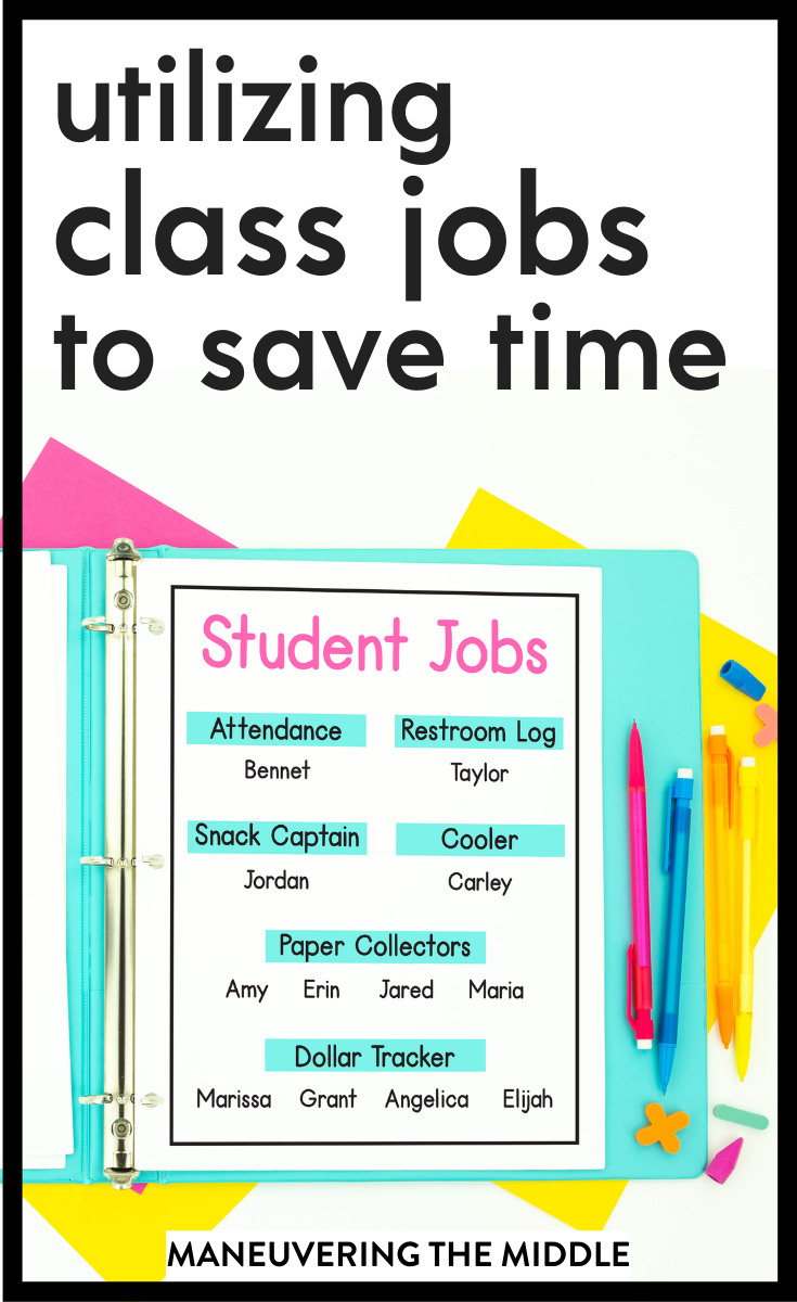 As a teacher, I firmly believe that students can learn anything. This applies to academics, character, and...helping you around your classroom! Classroom jobs are a great way to build student investment and save you time and energy! | maneuveringthemiddle.com