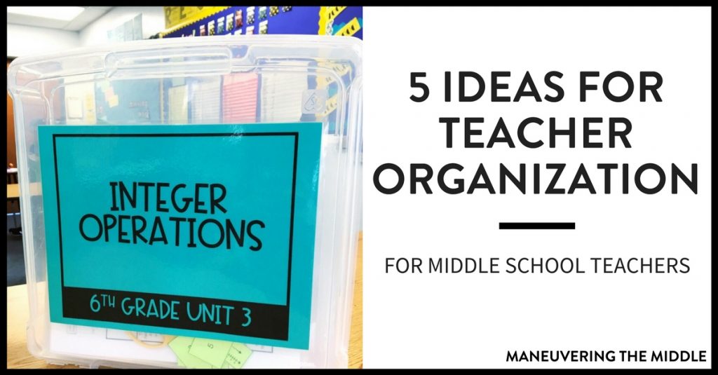 Five ideas for teacher organization to keep papers at bay and create a place for everything in the classroom!