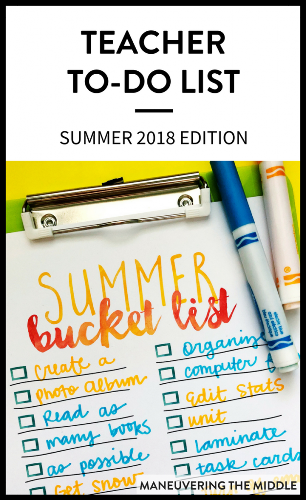 Summer is just a few weeks away which is why I have already started composing a summer teacher to do list! I intend to do many fun activities, but I also plan to get ahead for next school year by dedicating a little time to organizing and prepping materials. | maneuveringthemiddle.com