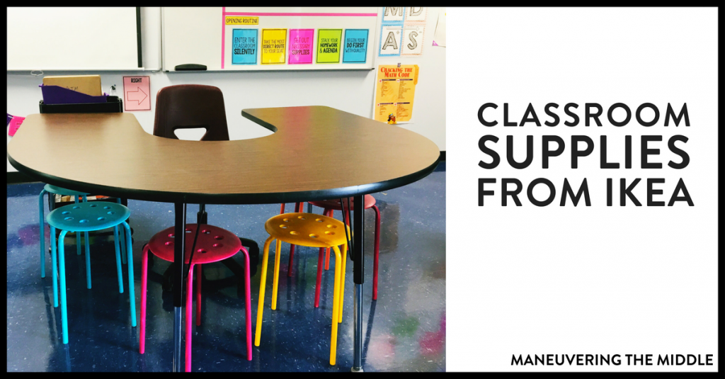 Add these classroom supplies from Ikea to your shopping list! Get your classroom organized and decorated for this school year with this helpful list. Amazon links are provided if you don't live near an Ikea. | maneuveringthemiddle.com