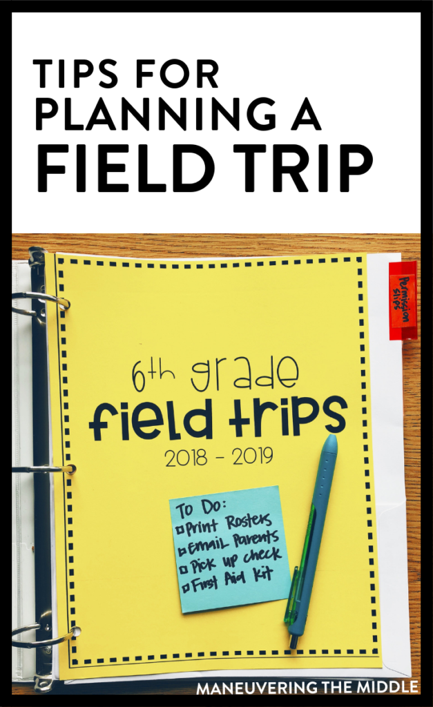 Planning for a field trip can be overwelming, but it doesn't have to be! Read on for tips to help plan, delegate, and execute a field trip for your class. | maneuveringthemiddle.com