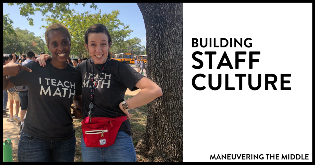 If you are interested in implementing some small things that go along way to increase positive staff culture at your school, then this post is for you! Teaching is fun, but it can be way more fun to come to work if your staff culture is strong. | maneuveringthemiddle.com