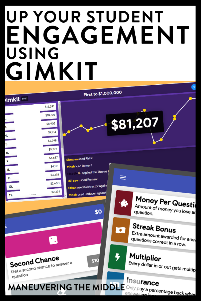 Gimkit is a fun, engaging way to spice up your review and keep students engaged to the very end! Ideas for how to incorporate Gimkit in your classroom! |maneuveringthemiddle.com