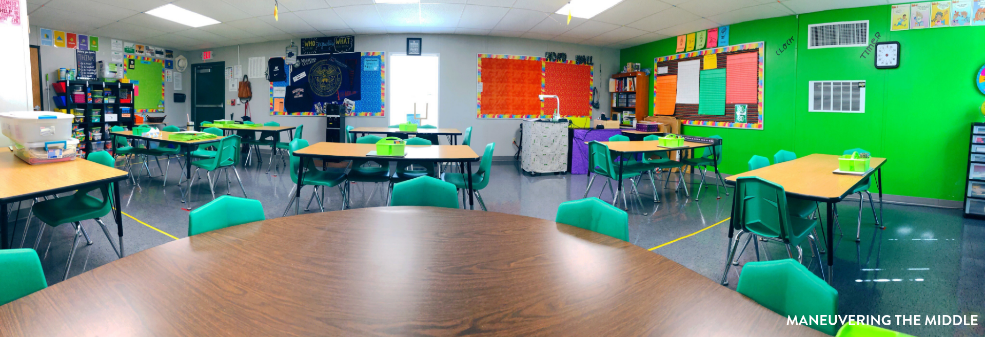 Enjoy a classroom tour from a teacher who has been teaching for 15 years. In this post, you will learn valuable classroom ideas for strategic set up. | maneuveringthemiddle.com