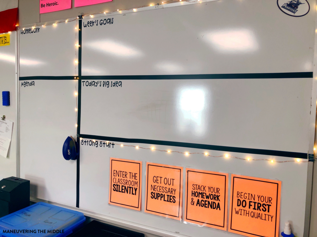 Enjoy a classroom tour from a teacher who has been teaching for 15 years. In this post, you will learn valuable classroom ideas for strategic set up. | maneuveringthemiddle.com