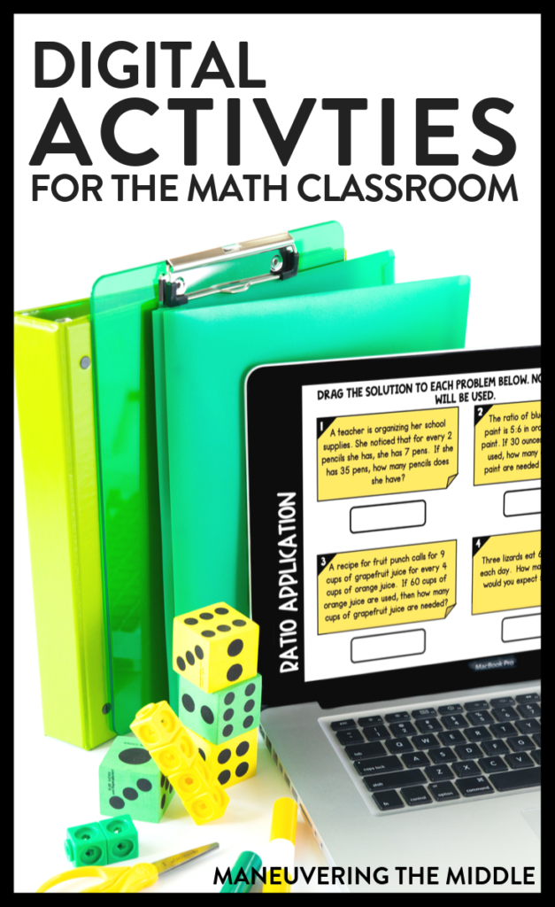 Digital activities are a great way to engage students! Read about our new resource and how to use them in your math classroom. | maneuveringthemiddle.com