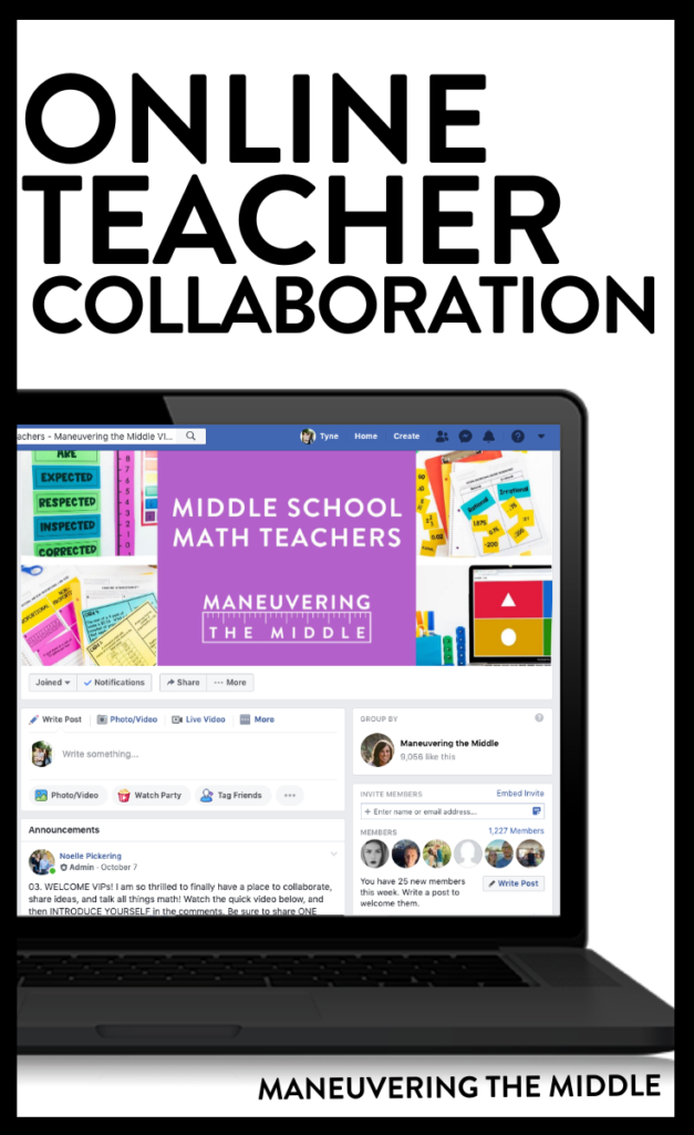 Teachers can benefits from online collaboration for both their students and themselves. Join our Facebook group to learn more. | maneuveringthemiddle.com