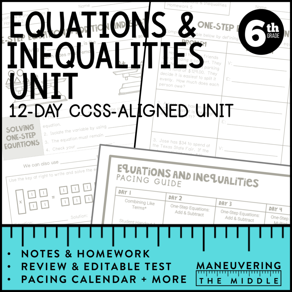 Solving Equations In Middle School Math - Maneuvering The Middle