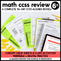 Complete 6th Grade Math Common Core Test Prep & Review Unit jam-packed w/ teacher guides, warm-ups, cheat sheets, class activities, and more. | maneuveringthemiddle.com