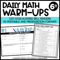 6th Grade Math Warm-Ups CCSS are designed to immediately engage your 6th grade students, and be used as spiral review bell ringers throughout the year! | maneuveringthemiddle.com