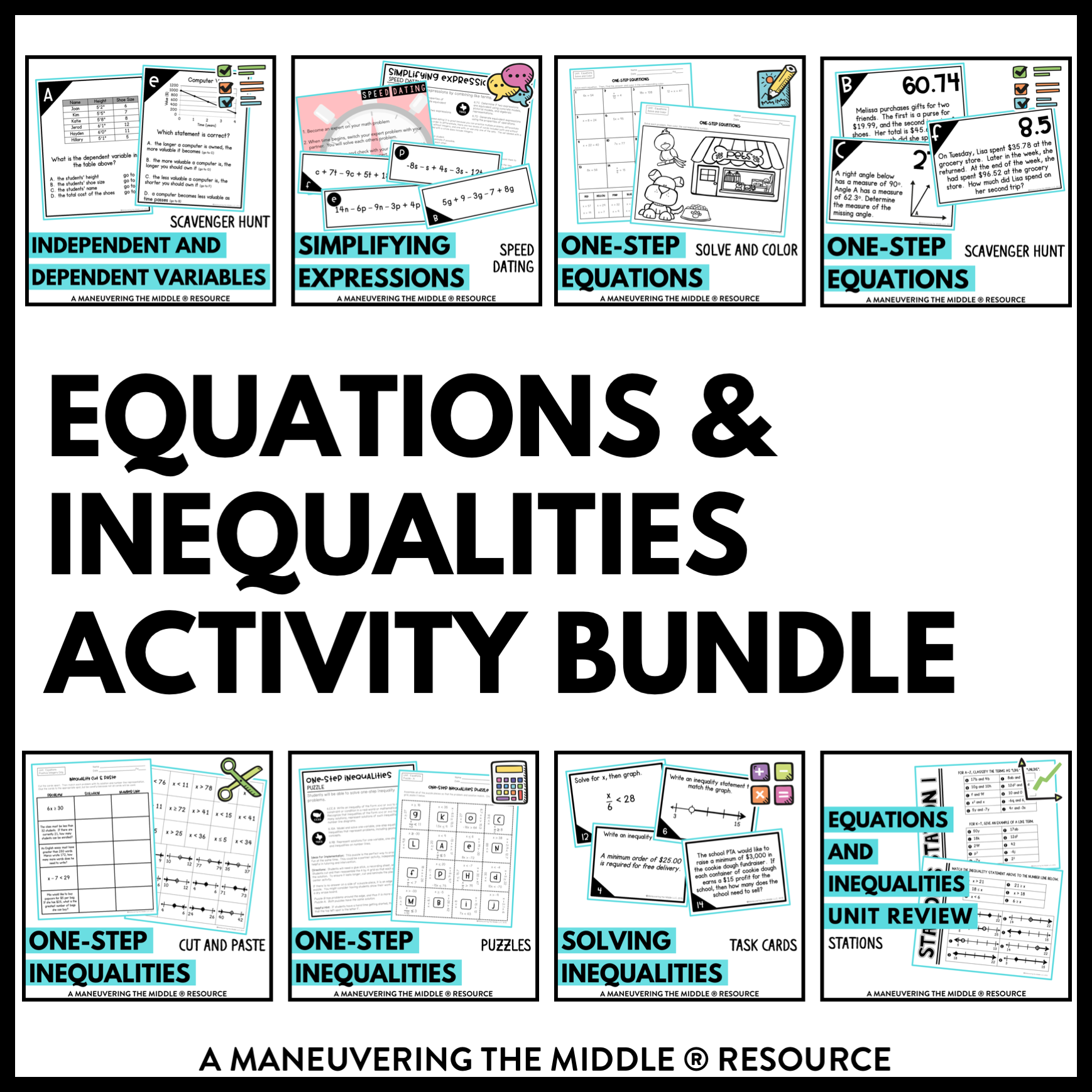equations-and-inequalities-activity-bundle-6th-grade-maneuvering-the-middle