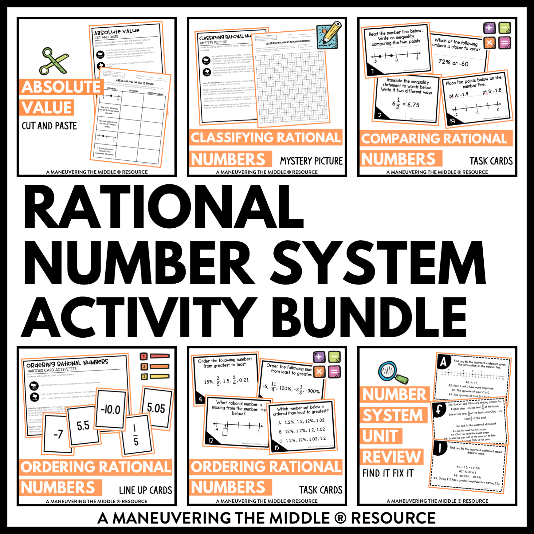 Number System Activity Bundle 6th Grade Maneuvering The Middle