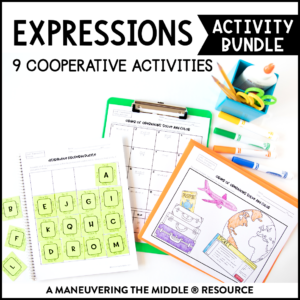 6th Grade Expressions Activity Bundle with 9 hands-on activities (including Order of Operations and Distributive Property) for 6th Grade math students! | maneuveringthemiddle.com