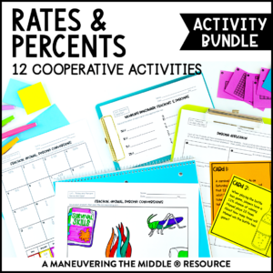 An engaging rates and percents activity bundle for 6th-grade with 9 hands-on and collaborative activities for middle school math students! | maneuveringthemiddle.com