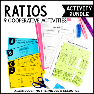 An engaging Ratios Activity Bundle for 6th-Grade with 9 hands-on and collaborative activities for middle school math students! | maneuveringthemiddle.com