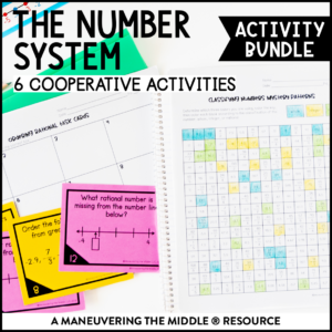An engaging number system activity bundle with 9 hands-on and collaborative activities like comparing, ordering, and classifying rational numbers. | maneuveringthemiddle.com