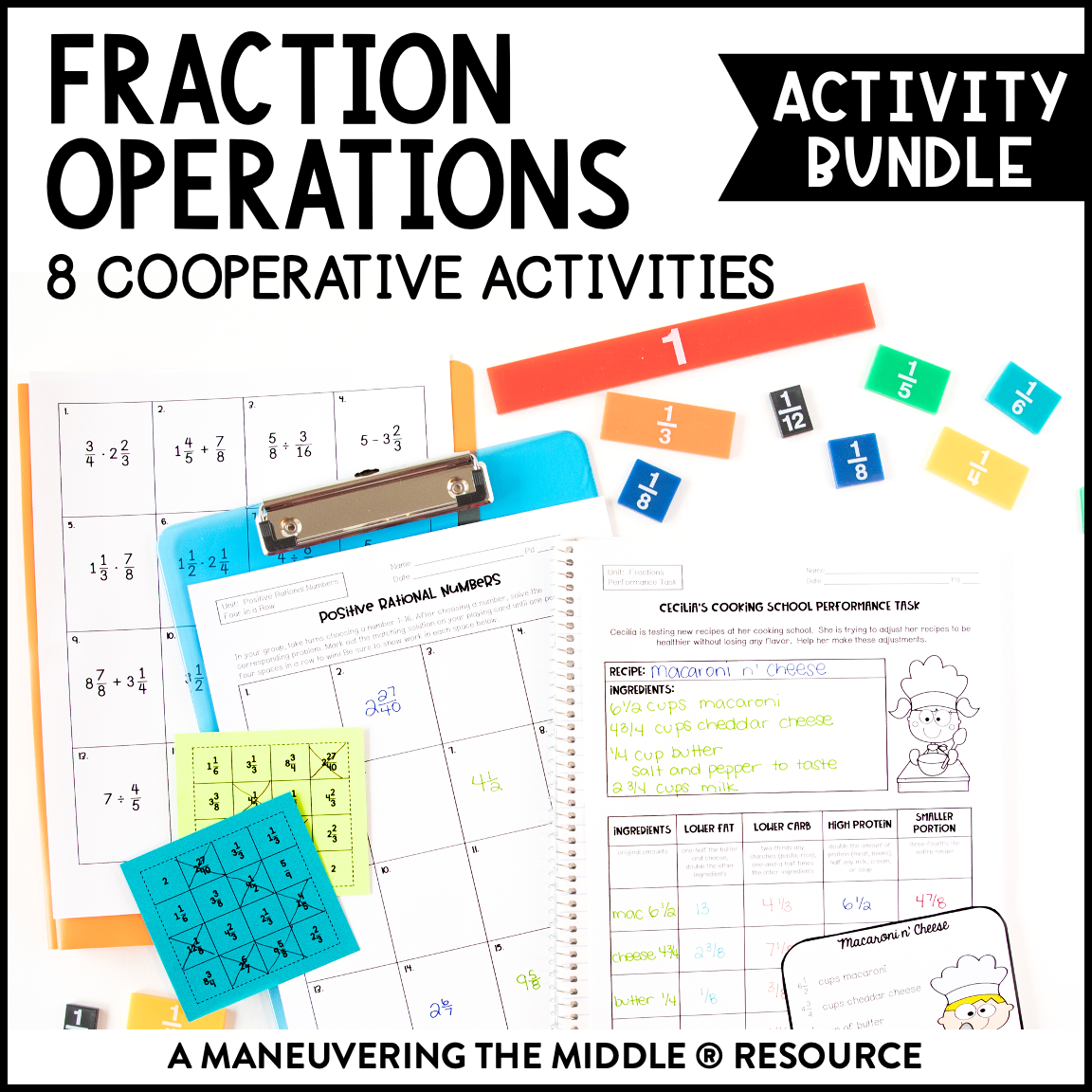 An engaging Fraction Operations Activity Bundle for 6th-Grade with 9 hands-on and collaborative activities for middle school math students! | maneuveringthemiddle.com