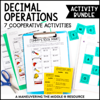 An engaging decimal operations activity bundle for 6th-grade with 9 hands-on and collaborative activities for middle school math students!
