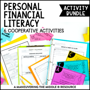 An engaging 6th-grade Personal Financial Literacy activity bundle with 6 hands-on and collaborative activities for middle school math students! | maneuveringthemiddle.com