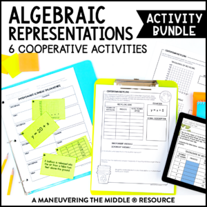 An engaging Algebraic Representations activity bundle with 6 hands-on and collaborative activities for middle school math students! | maneuveringthemiddle.com