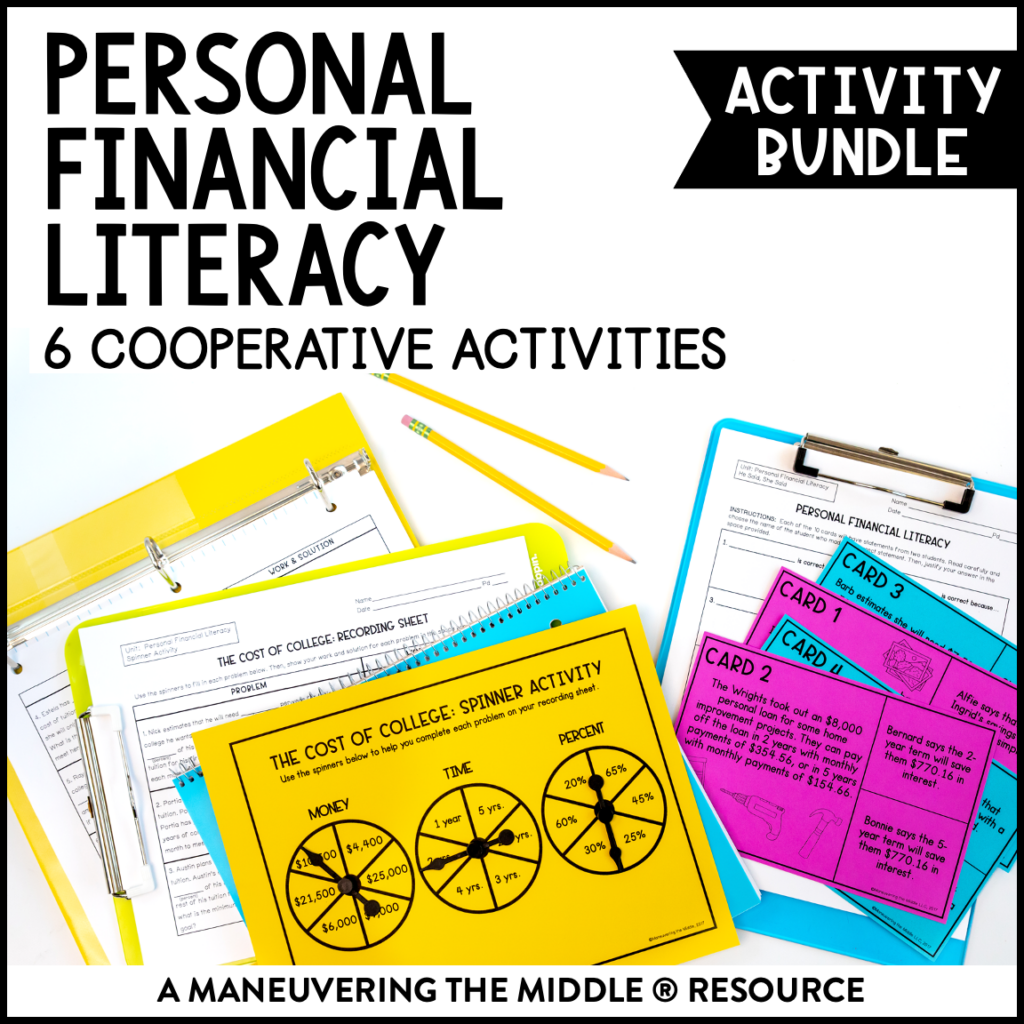 Personal Financial Literacy Activity Bundle 8th Grade TEKS ...