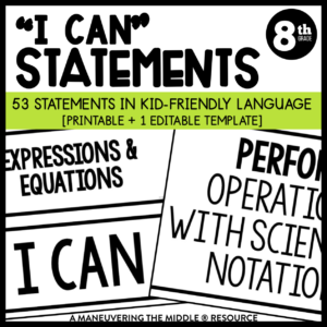 8th Grade CCSS I can statements
