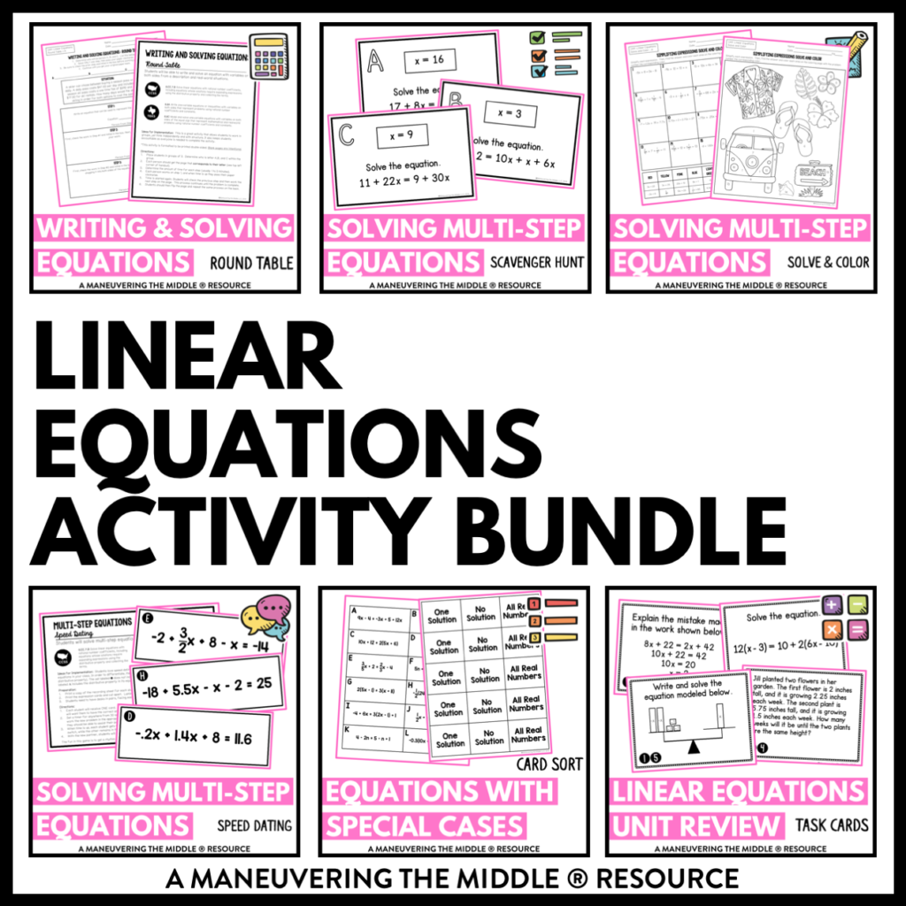 linear-equations-activity-bundle-8th-grade-maneuvering-the-middle