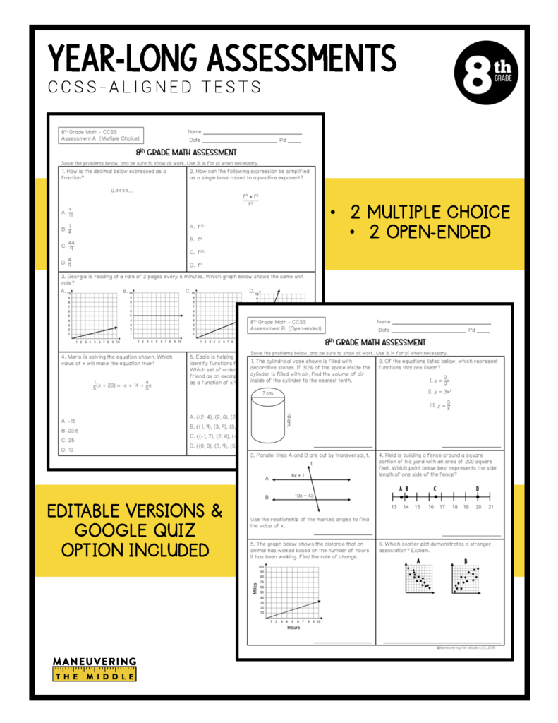 Year-End Assessments 8th Grade CCSS - Maneuvering the Middle