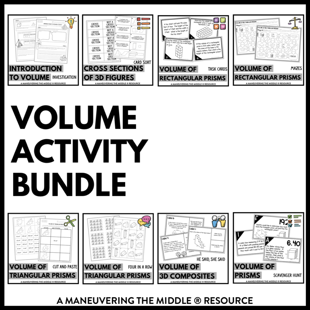 volume activity bundle 7th grade maneuvering the middle