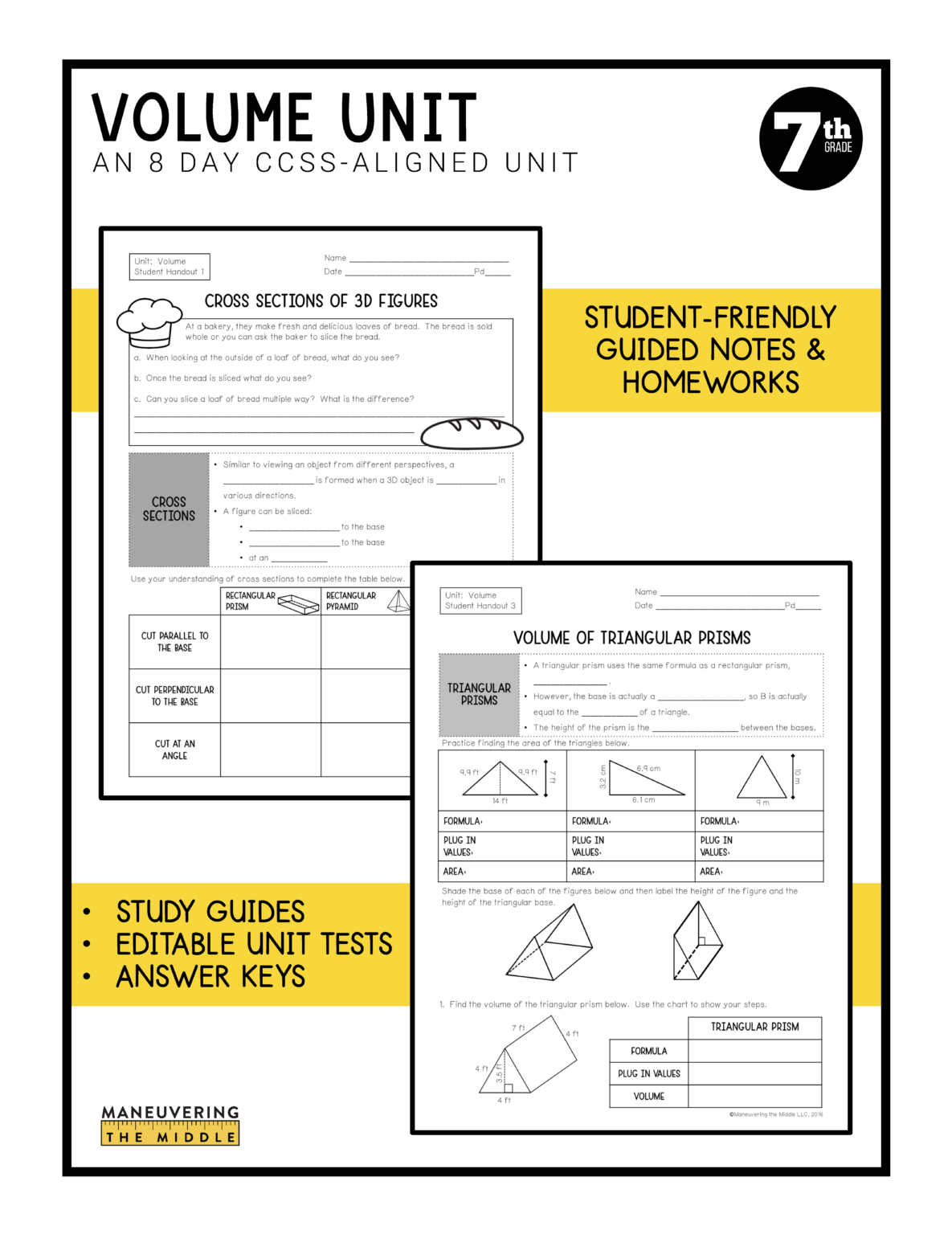 Volume Unit 7th Grade CCSS - Maneuvering the Middle