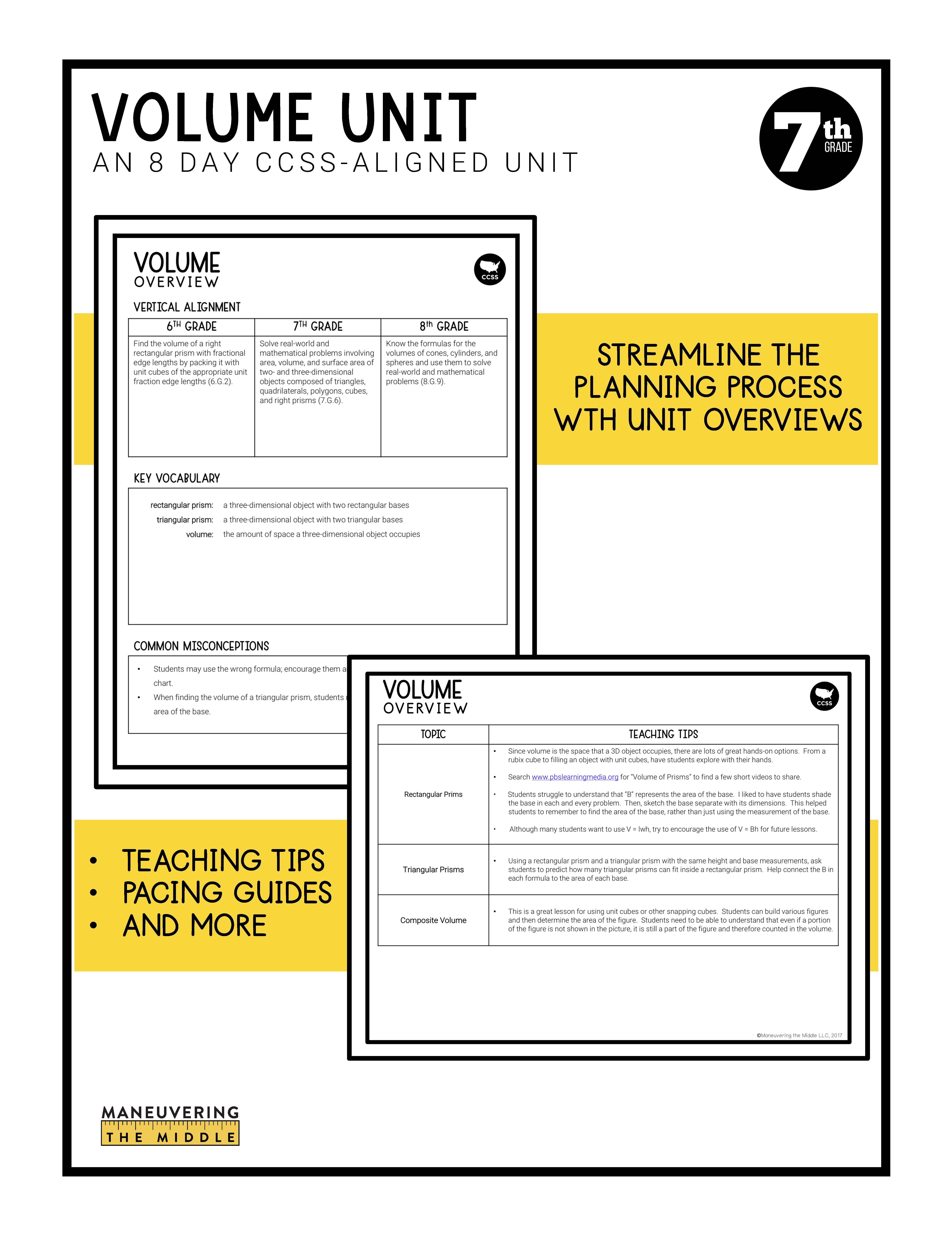 Volume Unit 7th Grade CCSS - Maneuvering the Middle