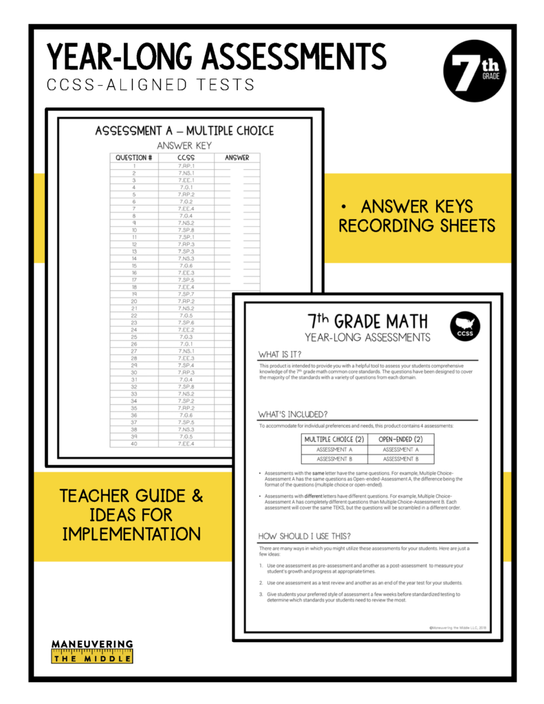 Year-End Assessments 7th Grade CCSS - Maneuvering the Middle